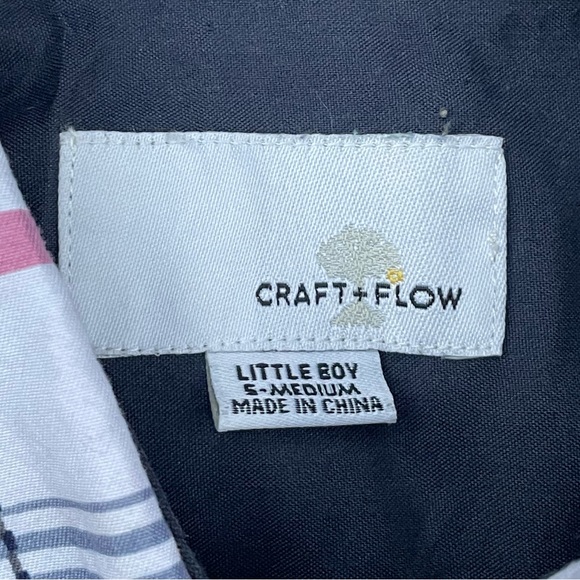 CRAFT + FLOW | Boys Blue and Red Plaid Button Down Shirt M - Picture 3 of 3